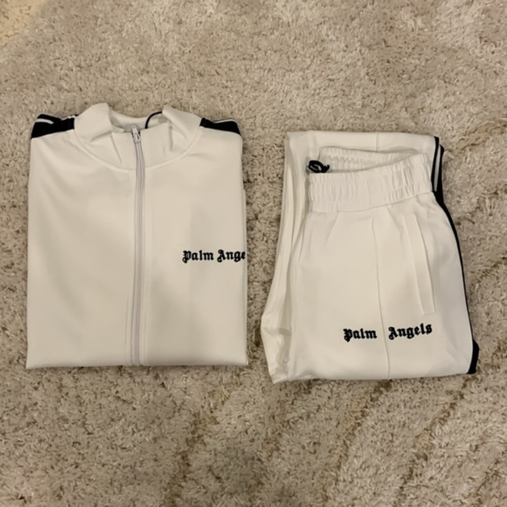 Palm Angels White Tracksuit Set Hoodie & Pants Classic Logo Mens Size Large